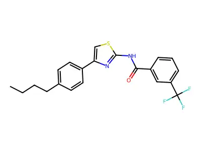 N-[4-(4-butylphenyl)-1,3-thiazol-2-yl]-3-(trifluoromethyl)benzamide structure