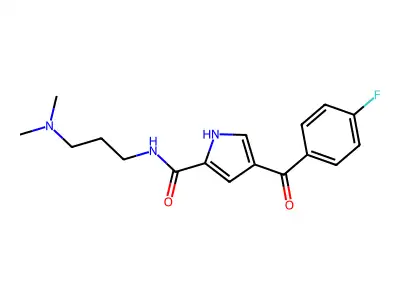 N-[3-(dimethylamino)propyl]-4-(4-fluorobenzoyl)-1H-pyrrole-2-carboxamide structure
