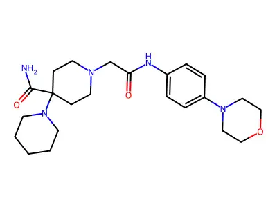 1-[2-(4-Morpholinoanilino)2-oxoethyl]-4-piperidino-4-piperidinecarboxamide structure