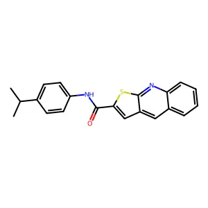 N-(4-isopropylphenyl)thieno[2,3-b]quinoline-2-carboxamide structure