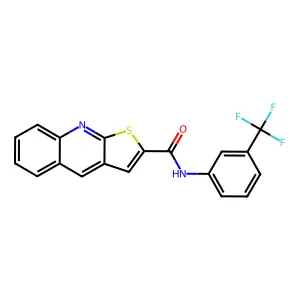 N-[3-(trifluoromethyl)phenyl]thieno[2,3-b]quinoline-2-carboxamide structure