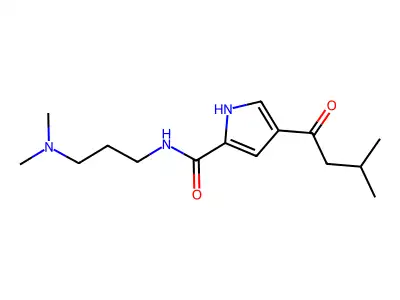 N-[3-(dimethylamino)propyl]-4-(3-methylbutanoyl)-1H-pyrrole-2-carboxamide structure