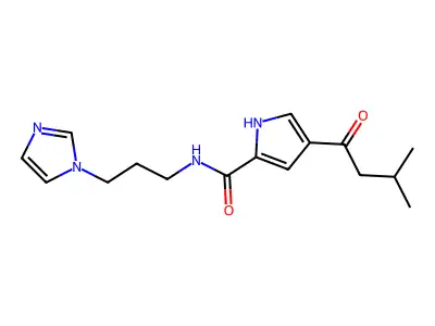 N-[3-(1H-imidazol-1-yl)propyl]-4-(3-methylbutanoyl)-1H-pyrrole-2-carboxamide structure
