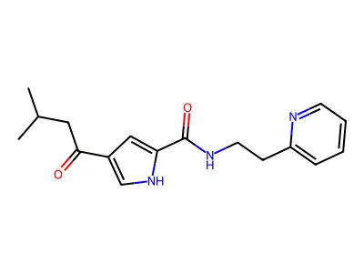 4-(3-methylbutanoyl)-N-[2-(2-pyridinyl)ethyl]-1H-pyrrole-2-carboxamide structure