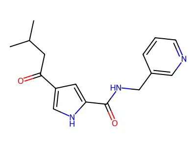 4-(3-methylbutanoyl)-N-(3-pyridinylmethyl)-1H-pyrrole-2-carboxamide structure