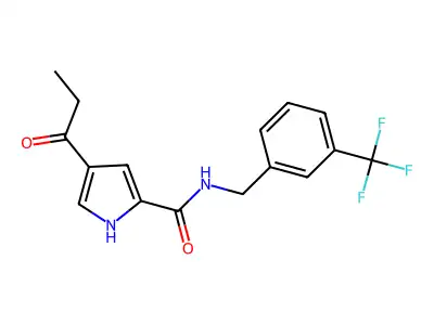 4-propionyl-N-[3-(trifluoromethyl)benzyl]-1H-pyrrole-2-carboxamide structure