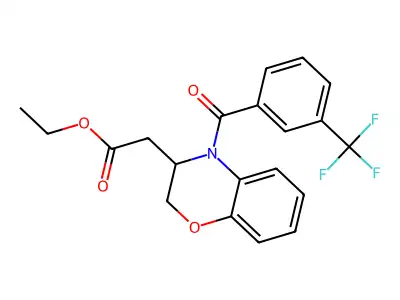 ethyl 2-{4-[3-(trifluoromethyl)benzoyl]-3,4-dihydro-2H-1,4-benzoxazin-3-yl}acetate structure