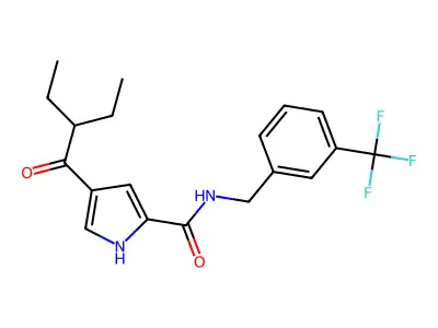 4-(2-ethylbutanoyl)-N-[3-(trifluoromethyl)benzyl]-1H-pyrrole-2-carboxamide structure