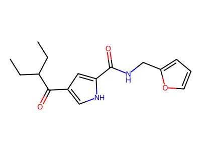 4-(2-ethylbutanoyl)-N-(2-furylmethyl)-1H-pyrrole-2-carboxamide structure