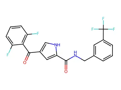 4-(2,6-difluorobenzoyl)-N-{[3-(trifluoromethyl)phenyl]methyl}-1H-pyrrole-2-carboxamide structure