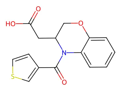 2-[4-(3-thienylcarbonyl)-3,4-dihydro-2H-1,4-benzoxazin-3-yl]acetic acid structure
