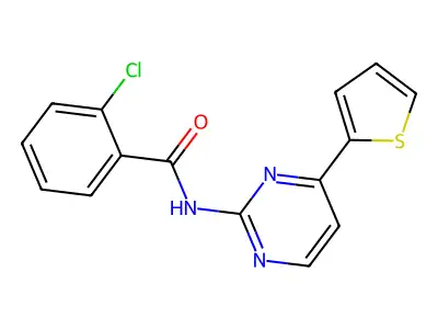 2-chloro-N-[4-(2-thienyl)-2-pyrimidinyl]benzenecarboxamide structure