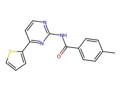 4-methyl-N-[4-(2-thienyl)-2-pyrimidinyl]benzenecarboxamide structure