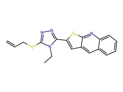 allyl 4-ethyl-5-thieno[2,3-b]quinolin-2-yl-4H-1,2,4-triazol-3-yl sulfide structure