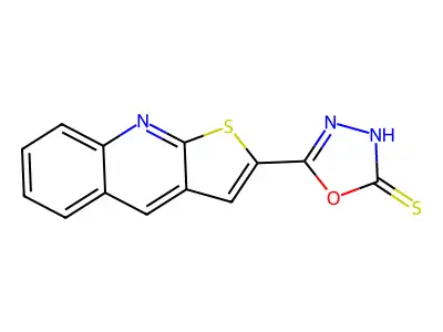 5-Thieno[2,3-b]quinolin-2-yl-1,3,4-oxadiazol-2-ylhydrosulfide structure