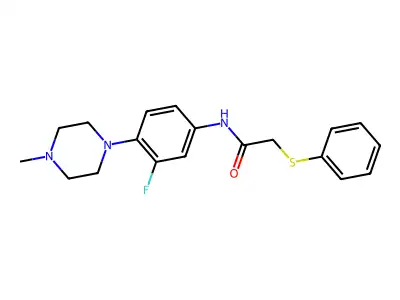 N-[3-fluoro-4-(4-methylpiperazino)phenyl]-2-(phenylsulfanyl)acetamide structure