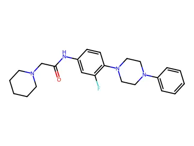 N-[3-fluoro-4-(4-phenylpiperazino)phenyl]-2-piperidinoacetamide structure