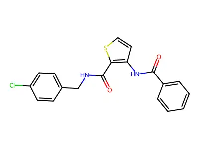 3-benzamido-N-[(4-chlorophenyl)methyl]thiophene-2-carboxamide structure