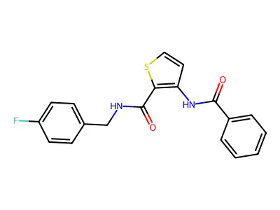 3-benzamido-N-[(4-fluorophenyl)methyl]thiophene-2-carboxamide structure