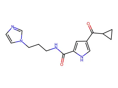 4-(cyclopropylcarbonyl)-N-[3-(1H-imidazol-1-yl)propyl]-1H-pyrrole-2-carboxamide structure