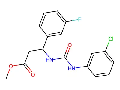 Methyl 3-{[(3-chloroanilino)carbonyl]amino}-3-(3-fluorophenyl)propanoate structure