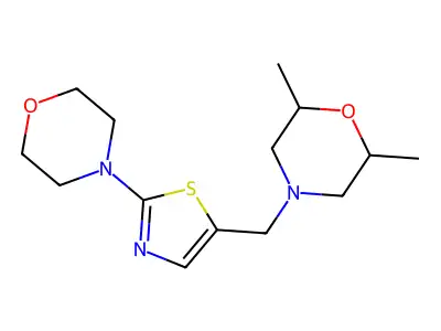 2,6-Dimethyl-4-[(2-morpholino-1,3-thiazol-5-yl)methyl]morpholine structure