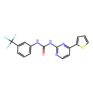 N-[4-(2-thienyl)-2-pyrimidinyl]-N'-[3-(trifluoromethyl)phenyl]urea structure