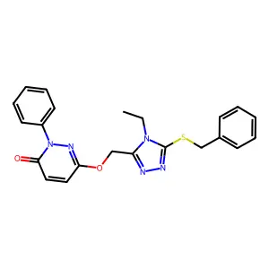 6-{[5-(benzylsulfanyl)-4-ethyl-4H-1,2,4-triazol-3-yl]methoxy}-2-phenyl-3(2H)-pyridazinone structure