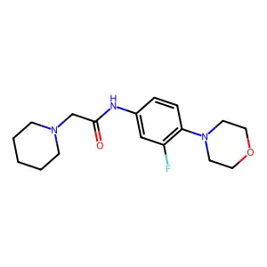 N-(3-fluoro-4-morpholinophenyl)-2-piperidinoacetamide structure