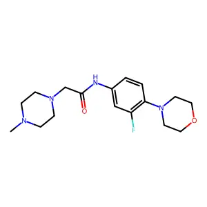 N-(3-fluoro-4-morpholinophenyl)-2-(4-methylpiperazino)acetamide structure