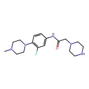 N-[3-fluoro-4-(4-methylpiperazino)phenyl]-2-piperazinoacetamide structure