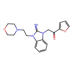 1-(Furan-2-yl)-2-[2-imino-3-(2-morpholin-4-ylethyl)benzimidazol-1-yl]ethanone structure