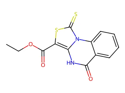 Ethyl 5-oxo-1-thioxo-4,5-dihydro[1,3]thiazolo[3,4-a]quinazoline-3-carboxylate structure