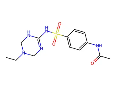 N-{4-[(5-ethyl-1,4,5,6-tetrahydro-1,3,5-triazin-2-yl)sulfamoyl]phenyl}acetamide structure