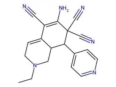 6-amino-2-ethyl-8-pyridin-4-yl-1,3,8,8a-tetrahydroisoquinoline-5,7,7-tricarbonitrile structure