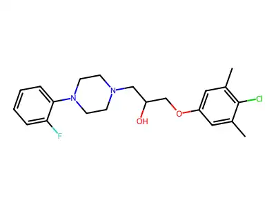 1-(4-Chloro-3,5-dimethylphenoxy)-3-[4-(2-fluorophenyl)piperazin-1-yl]propan-2-ol structure
