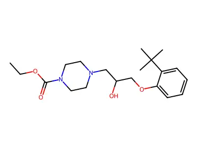 Ethyl 4-[3-(2-tert-butylphenoxy)-2-hydroxypropyl]piperazine-1-carboxylate structure