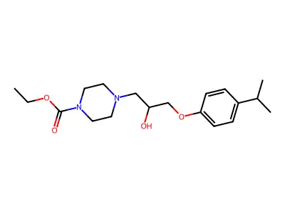 Ethyl 4-[2-hydroxy-3-(4-isopropylphenoxy)propyl]-1-piperazinecarboxylate structure