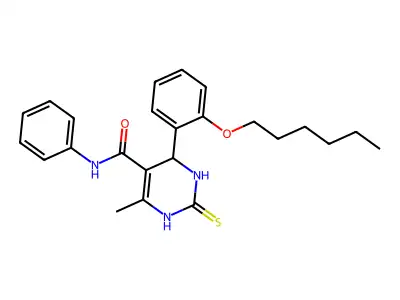 4-[2-(hexyloxy)phenyl]-6-methyl-N-phenyl-2-sulfanylidene-1,2,3,4-tetrahydropyrimidine-5-carboxamide structure