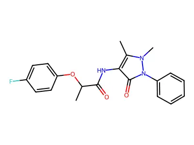 N-(1,5-dimethyl-3-oxo-2-phenyl-2,3-dihydro-1H-pyrazol-4-yl)-2-(4-fluorophenoxy)propanamide structure