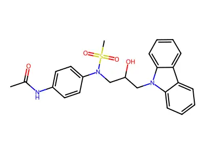 N-[4-[(3-carbazol-9-yl-2-hydroxypropyl)-methylsulfonylamino]phenyl]acetamide structure