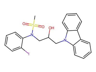 N-(3-carbazol-9-yl-2-hydroxypropyl)-N-(2-iodophenyl)methanesulfonamide structure