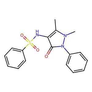 N-(1,5-dimethyl-3-oxo-2-phenyl-2,3-dihydro-1H-pyrazol-4-yl)benzenesulfonamide structure
