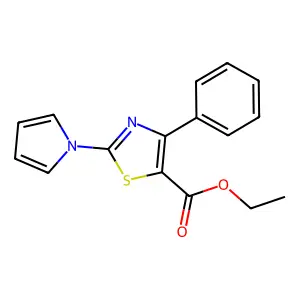 ethyl 4-phenyl-2-(1H-pyrrol-1-yl)-1,3-thiazole-5-carboxylate structure