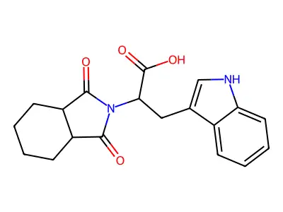 2-(1,3-dioxooctahydro-2H-isoindol-2-yl)-3-(1H-indol-3-yl)propanoic acid structure