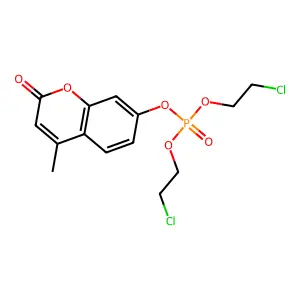 Bis(2-chloroethyl) 4-methyl-2-oxo-2H-1-benzopyran-7-yl phosphate structure