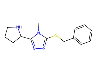 3-Benzylsulfanyl-4-methyl-5-pyrrolidin-2-yl-4H-[1,2,4]triazole structure