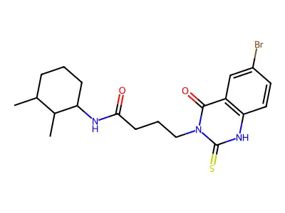 4-(6-bromo-4-oxo-2-sulfanylidene-1H-quinazolin-3-yl)-N-(2,3-dimethylcyclohexyl)butanamide structure