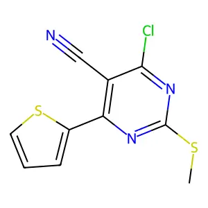 4-Chloro-2-methylsulfanyl-6-thiophen-2-ylpyrimidine-5-carbonitrile structure