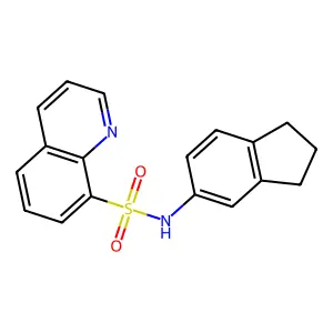 N-(2,3-dihydro-1H-inden-5-yl)quinoline-8-sulfonamide structure